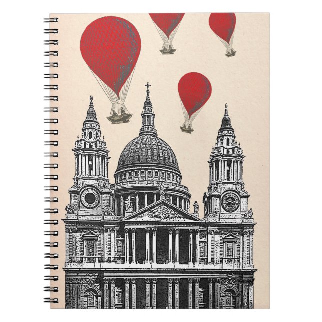 St. Pauls Kathedrale und Red Hot Air Balloons Notizblock (Vorderseite)