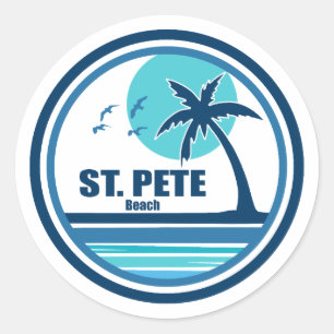 St. Pete Beach Florida Palm Tree Birds Runder Aufkleber