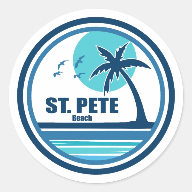 St. Pete Beach Florida Palm Tree Birds Runder Aufkleber (Vorderseite)