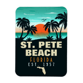 St Pete Beach Florida Retro Sunset Palm Tree 60er Magnet