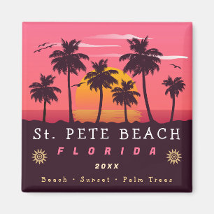 St Pete Beach Florida Retro Sunset Palm Trees 80er Magnet