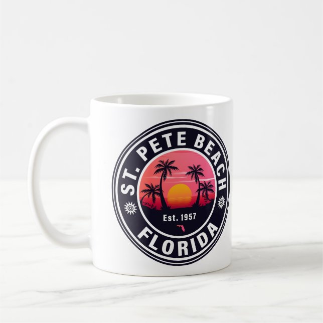 St Pete Beach Florida Retro Sunset Souvenirs 60er Kaffeetasse (Links)
