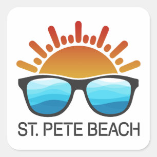 St. Pete Beach Florida Sonnenbrille Quadratischer Aufkleber