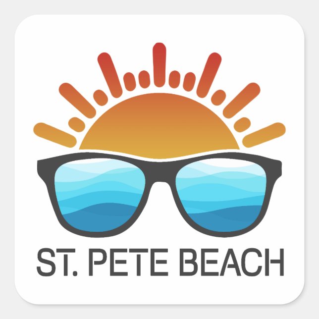 St. Pete Beach Florida Sonnenbrille Quadratischer Aufkleber (Vorderseite)