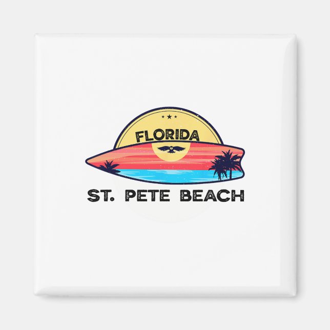 St Pete Beach Florida Surfbrett Strand Surfen  Magnet (Vorne)