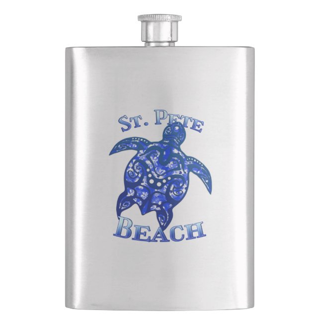 St Pete Beach Florida Vacation Tribal Turtle Flachmann (Vorderseite)