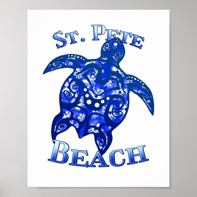 St Pete Beach Florida Vacation Tribal Turtle Poster (Vorne)