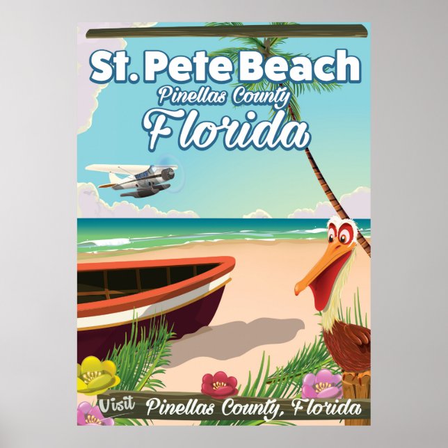 St Pete Beach Florida Vintage Reiseplakat Poster (Vorne)