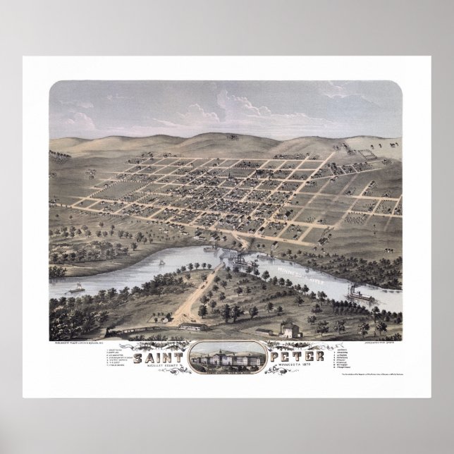 St. Peter, MN Panoramablick - 1870 Poster (Vorne)