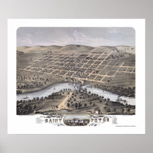 St Peter, panoramische Karte Mangans - 1870 Poster