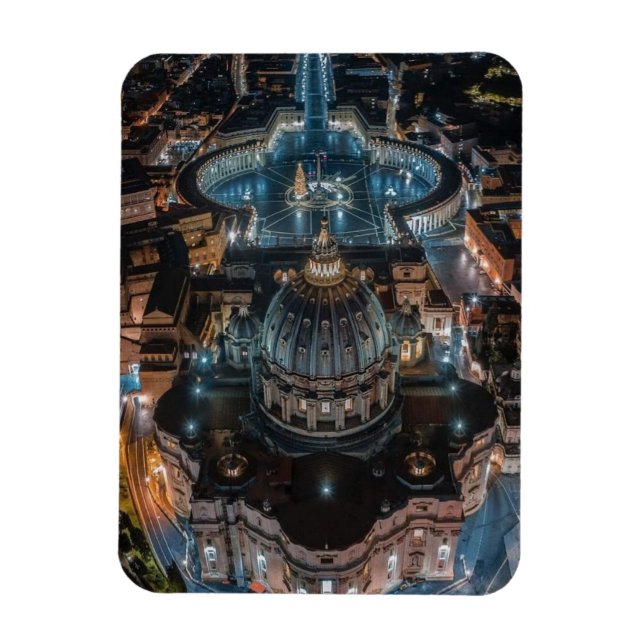 St Peter's Basilica and Square at Night Magnet (Vertikal)
