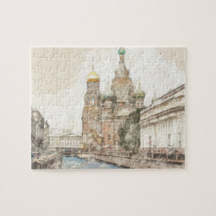 St. Petersburg Church Puzzle - Wasserfarbenreise