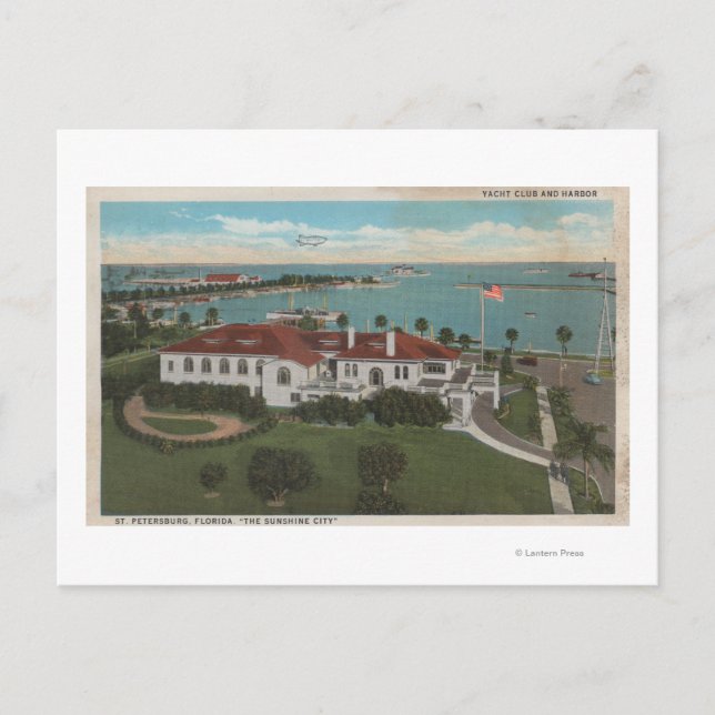 St. Petersburg, FL - Luftfahrt von Yacht Club & Postkarte (Vorderseite)