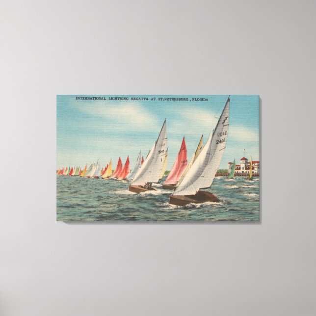 St. Petersburg, FL - Sicht auf die Blitzregatta Leinwanddruck (Vorderseite)