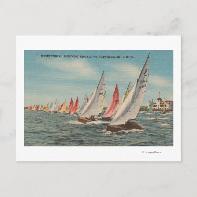 St. Petersburg, FL - Sicht auf die Blitzregatta Postkarte (Vorderseite)