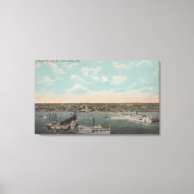 St. Petersburg, FL - Wasserfront mit Aussicht auf Leinwanddruck (Vorderseite)