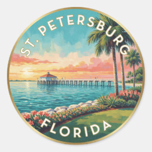 St. Petersburg Florida Golf Reise Runder Aufkleber