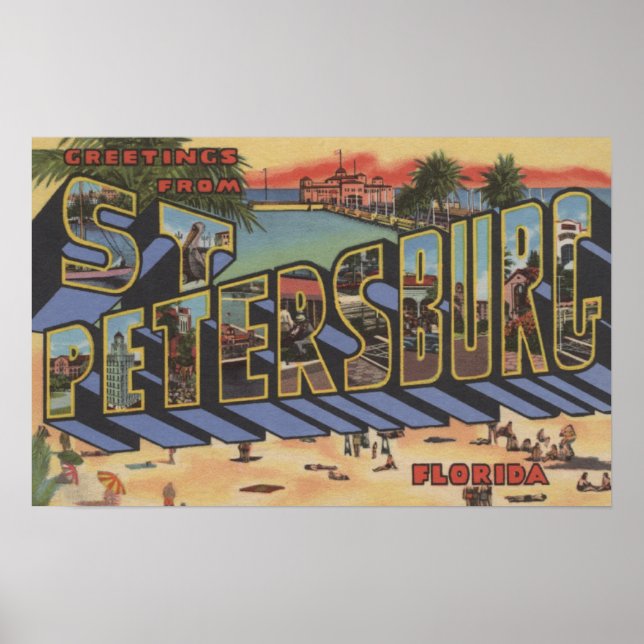 St. Petersburg, Florida - Große Briefmarkenszenen Poster (Vorne)