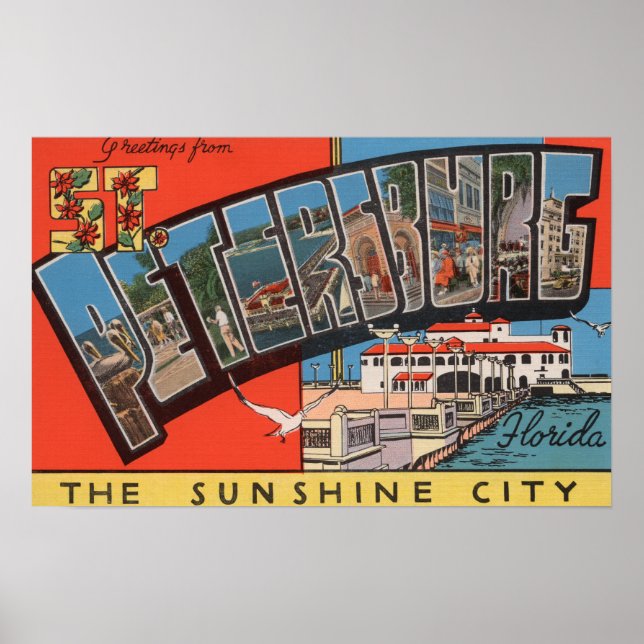 St. Petersburg, Florida - Große Briefmarkenszenen  Poster (Vorne)