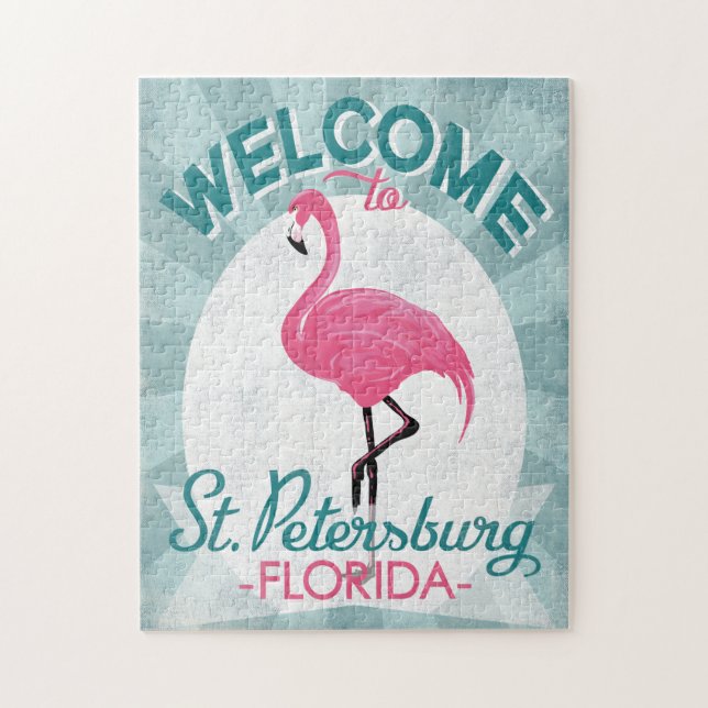 St Petersburg Florida Pink Flamingo Retro (Vertikal)
