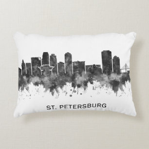 St. Petersburg Florida Skyline BW Dekokissen