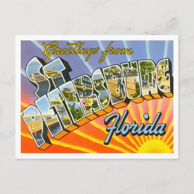 St. Petersburg, Florida Vintag Big Letters Postkarte (Vorderseite)