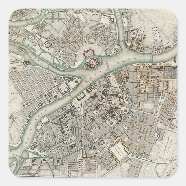 St. Petersburg Quadratischer Aufkleber (Vorderseite)