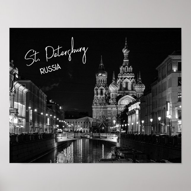 St. Petersburg Russland Schwarz-Weiß-Fotografie Poster (Vorne)