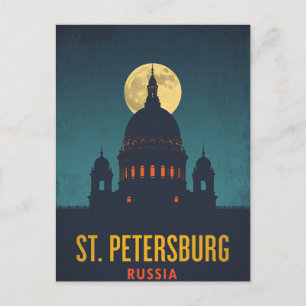 St. Petersburger Kathedrale im Mondlicht Postkarte