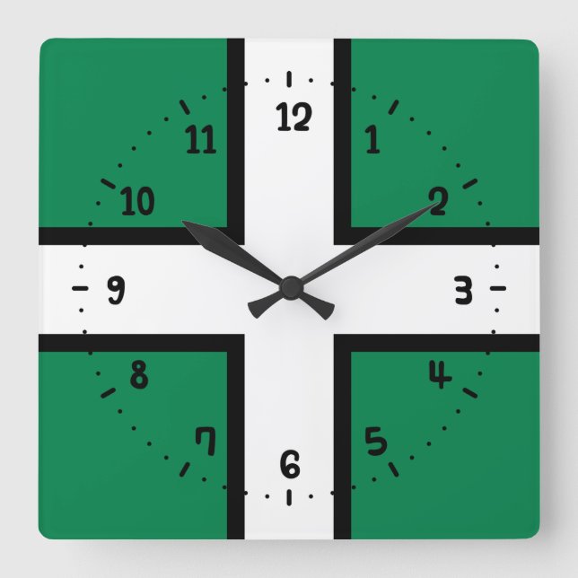 St. Petroc-Flagge / Fahne von Devon Quadratische Wanduhr (Vorderseite)