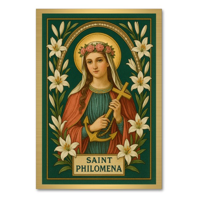 St. Philomena Katholische Hochzeitstisch Tischnummer (Vorderseite)