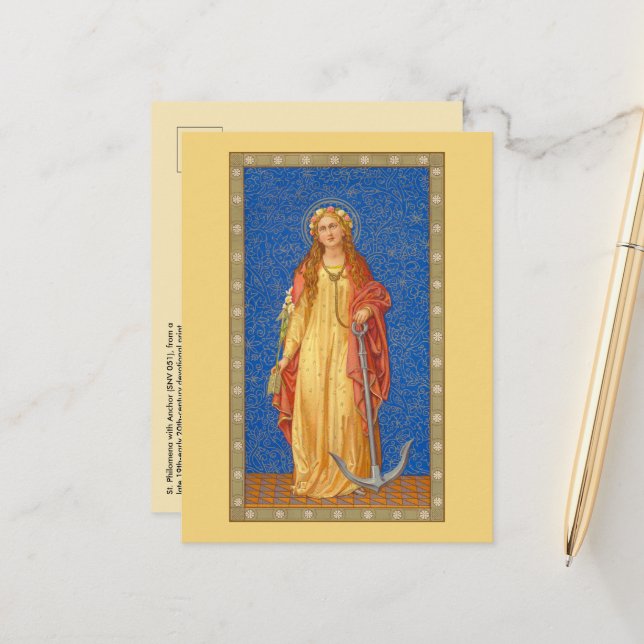 St. Philomena mit Anker (SNV 051) Postkarte (Vorderseite/Rückseite Beispiel)