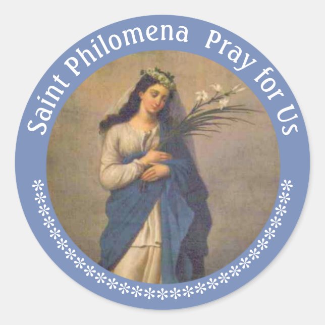 St. Philomena Palm Lilies FEAST AUGUST 10 Runder Aufkleber (Vorderseite)