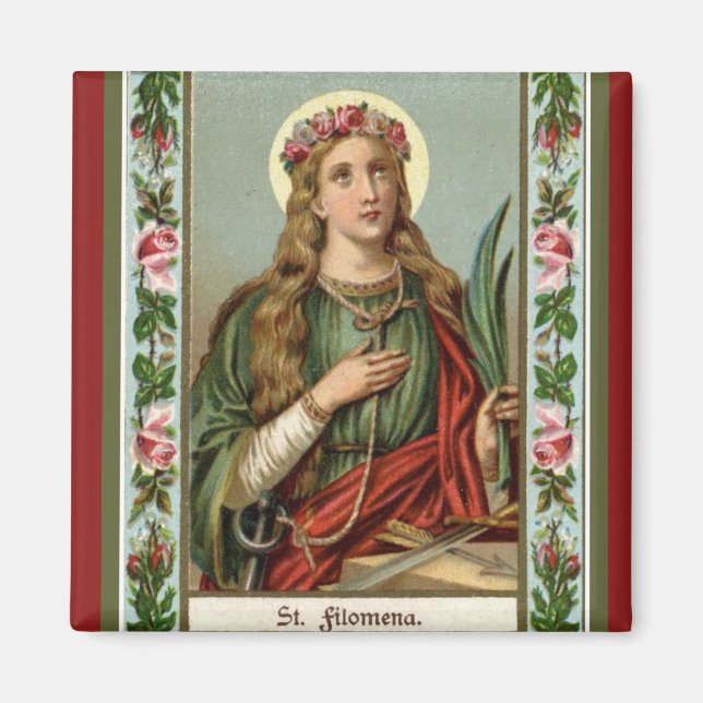 St. Philomena Pink Roses Palm Cord Magnet (Vorne)