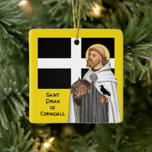 St. Piran von Cornwall (SAE 01) und Seine Flagge e Keramikornament