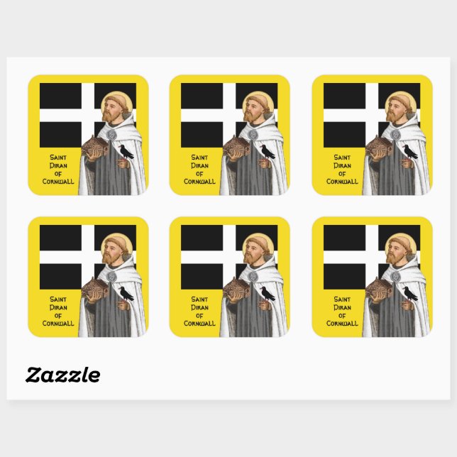 St. Piran von Cornwall (SAE 01) und seine Flagge Quadratischer Aufkleber (Blatt)