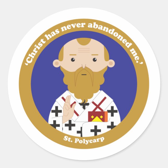 St. Polycarp Runder Aufkleber (Vorderseite)