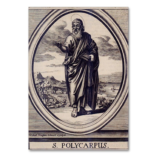 St. Polycarp Smyrna Martyr und Kirchenvater Tischnummer (Vorderseite)