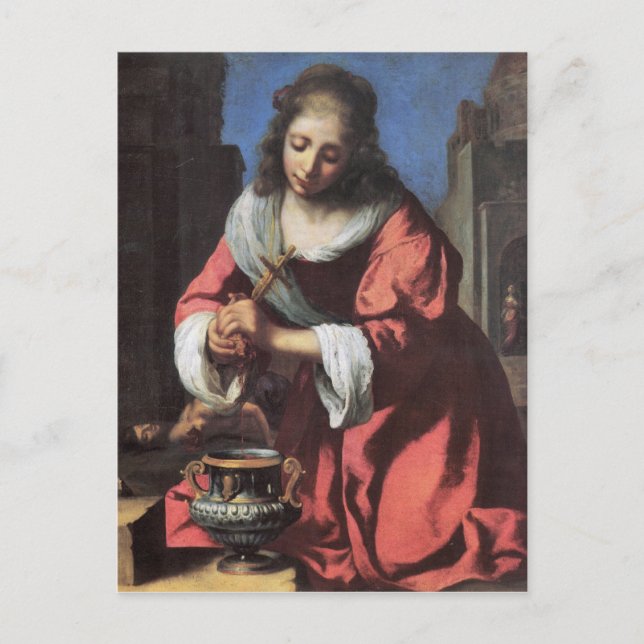 St. Praxedis von Johannes Vermeer Postkarte (Vorderseite)