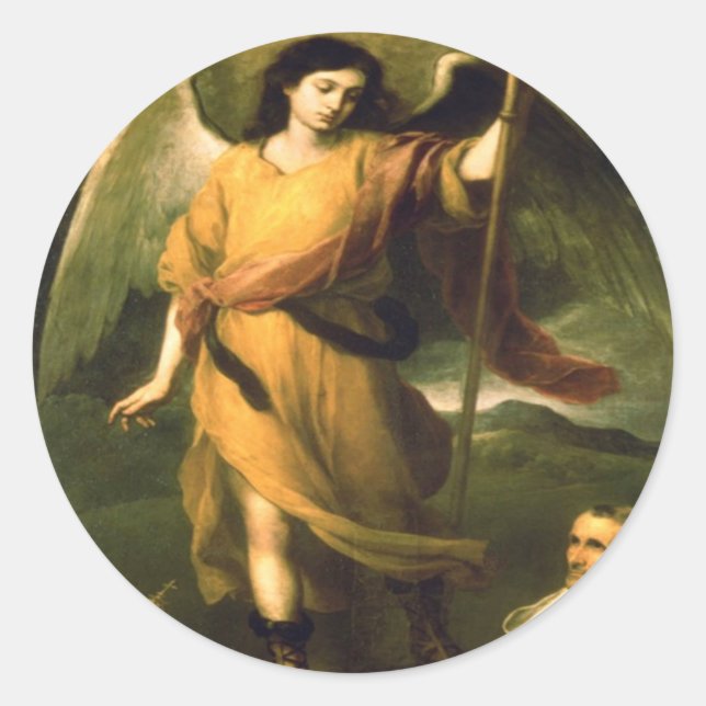 St Raphael Archangel Runder Aufkleber (Vorderseite)