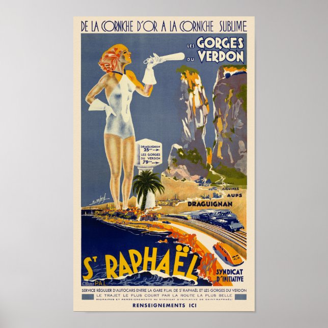 St Raphaël France Vintage Poster 1930er (Vorne)
