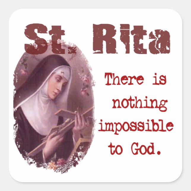 St. Rita Quadratischer Aufkleber (Vorderseite)
