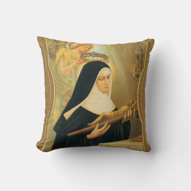 St. Rita von Cascia w/Crown des Dornen-Engels Kissen (Vorderseite)