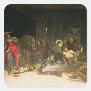 St. Roch, der die Pest heilt Quadratischer Aufkleber