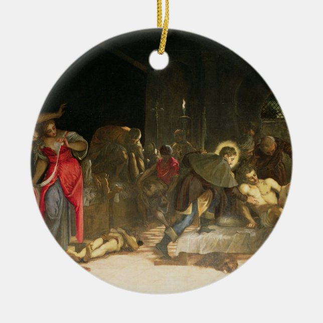 St. Roch, welches die Pest kuriert Keramikornament (Vorne)