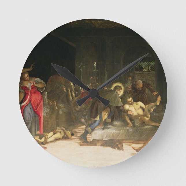St. Roch, welches die Pest kuriert Runde Wanduhr (Vorderseite)