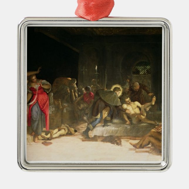 St. Roch, welches die Pest kuriert Silbernes Ornament (Vorne)