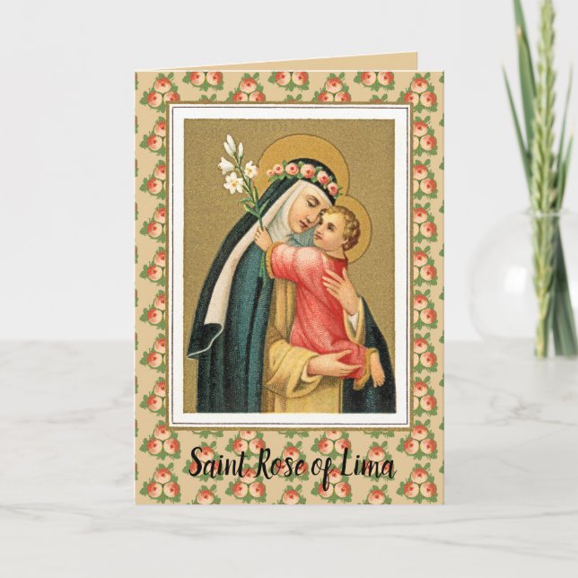 St. Rose & das Christkind (M 023) Leere Gruß Karte (Vorderseite)