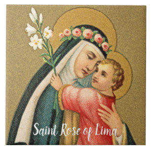 St. Rose Lima und das Christkind (M 023) Fliese