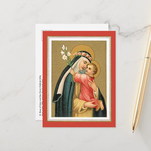 St. Rose Lima und das Christkind (M 023) Postkarte (Vorderseite/Rückseite Beispiel)